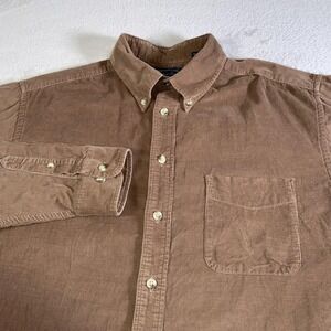 Roundtree & Yorke Shirt Mens XL Brown Corduroy Long Sleeve Button Down Casual